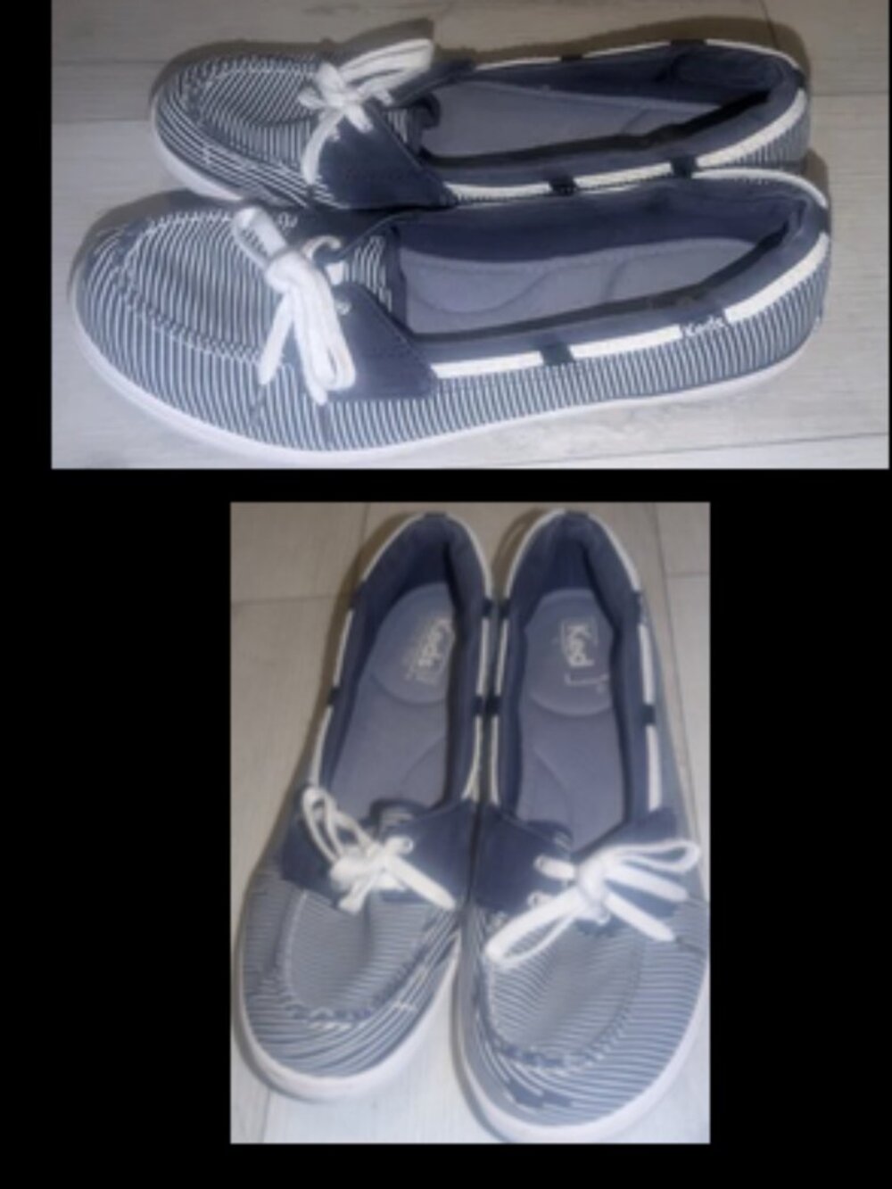Keds Women's Canvas Blue & White Striped Sneakers Shoes Size 10